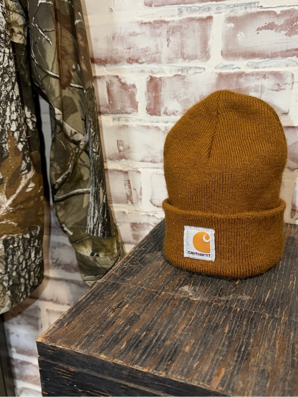 Carhartt Kids Rust Brown Cuffed Beanie with Logo Patch